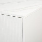 TREXM Modern sideboard with Four Doors, Metal handles & Legs and Adjustable Shelves Kitchen Cabinet (White)