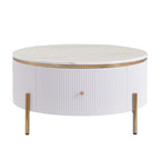 Modern Round Coffee Table with 2 large Drawers Storage Accent Table(31.5'')