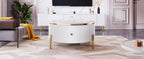 Modern Round Coffee Table with 2 large Drawers Storage Accent Table(31.5'')