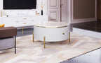 Modern Round Coffee Table with 2 large Drawers Storage Accent Table(31.5'')