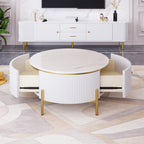 Modern Round Coffee Table with 2 large Drawers Storage Accent Table(31.5'')