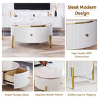 Modern Round Coffee Table with 2 large Drawers Storage Accent Table(31.5'')