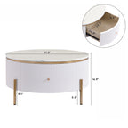 Modern Round Coffee Table with 2 large Drawers Storage Accent Table(31.5'')