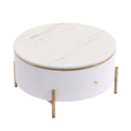 Modern Round Coffee Table with 2 large Drawers Storage Accent Table(31.5'')
