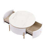 Modern Round Coffee Table with 2 large Drawers Storage Accent Table(31.5'')