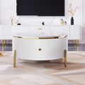 Modern Round Coffee Table with 2 large Drawers Storage Accent Table(31.5'')