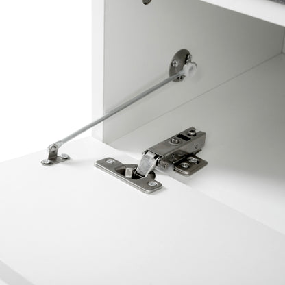 Elegant 2-in-1 Shoe Cabinets with Soft Cushion , Modern Narrow Storage Bench with Arched Doors & Rebound Devices, Versatile Shoe Rack Organizer with Adjustable Shelves for Hallway, Living Room, White