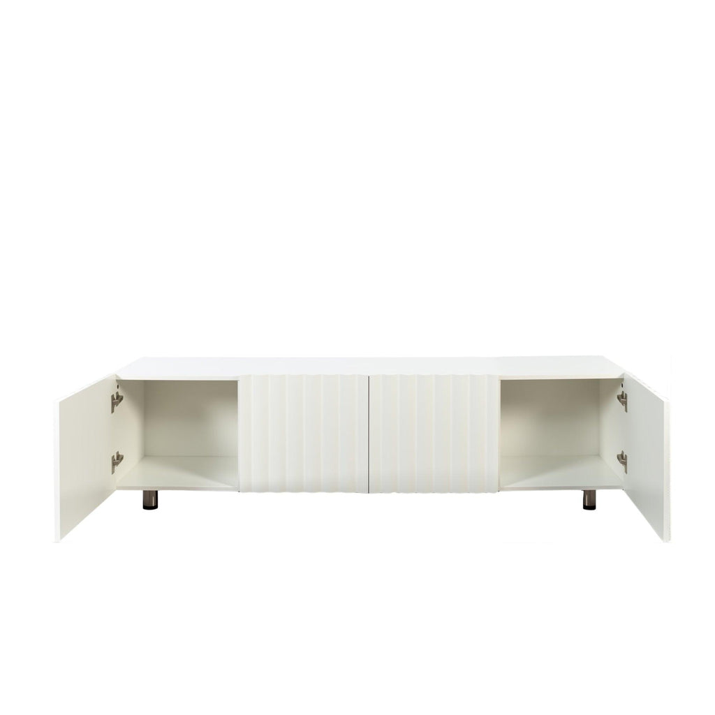 Elegant Modern White TV Stand for 65+ TVs with Storage.
