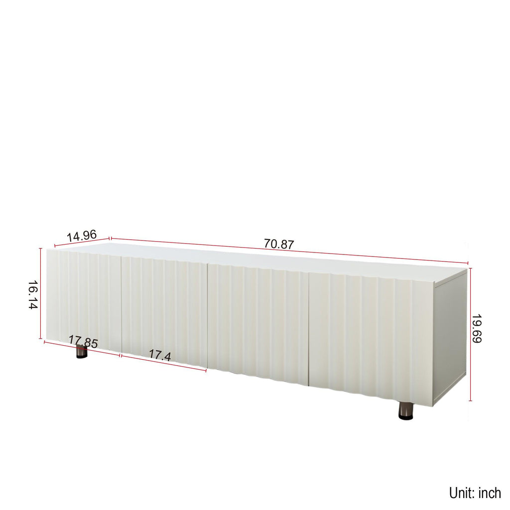 Elegant Modern White TV Stand for 65+ TVs with Storage.