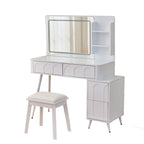 Elegant Modern White Vanity Desk with LED Mirror.