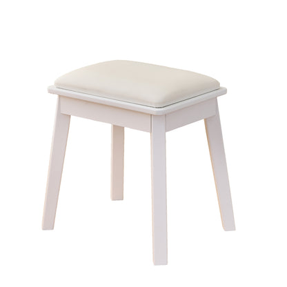 Modern Makeup Vanity Desk with LED Lights & Mirror, 4 Drawer Dressing Table Set with Stool, 3 Colors Dimmable Brightness, Space-Saving for Bedroom, White