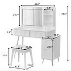 Elegant Modern White Vanity Desk with LED Mirror.