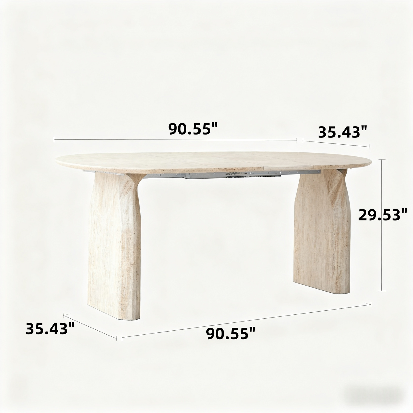 Wood Extendable Dining Table, Modern Oval Kitchen Table with Stylish Dual - Pillar Design, Perfect for Home Dining & Gathering, Multi-functional and Space-saving, Living Room and Dining Room.