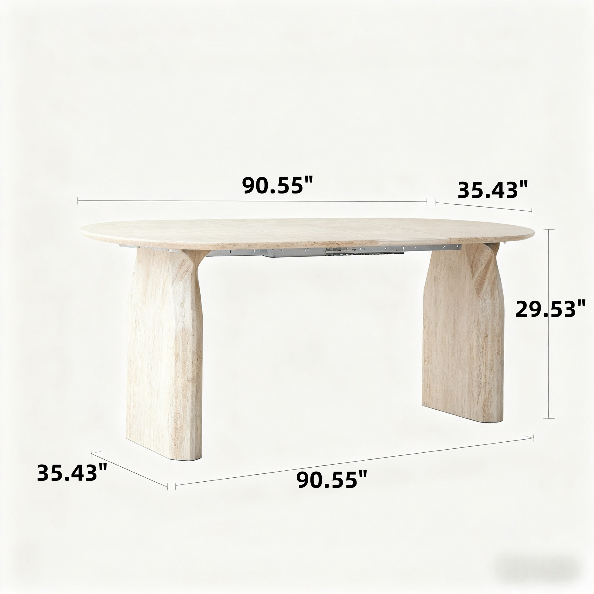 Wood Extendable Dining Table, Modern Oval Kitchen Table with Stylish Dual - Pillar Design, Perfect for Home Dining & Gathering, Multi-functional and Space-saving, Living Room and Dining Room.