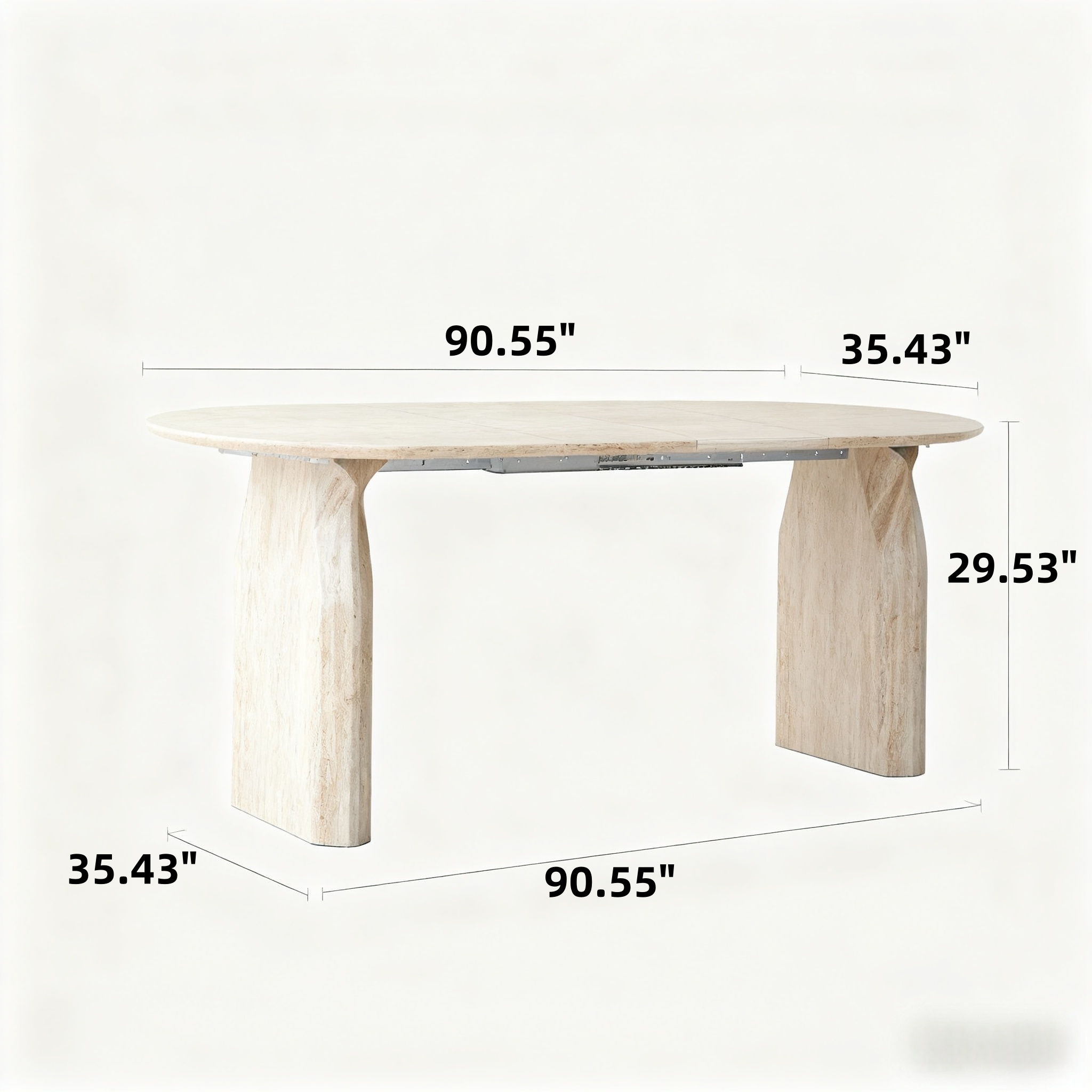 Wood Extendable Dining Table, Modern Oval Kitchen Table with Stylish Dual - Pillar Design, Perfect for Home Dining & Gathering, Multi-functional and Space-saving, Living Room and Dining Room.