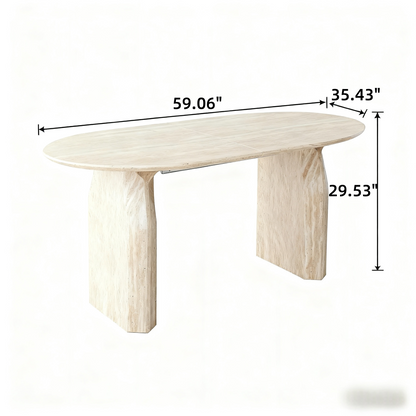 Wood Extendable Dining Table, Modern Oval Kitchen Table with Stylish Dual - Pillar Design, Perfect for Home Dining & Gathering, Multi-functional and Space-saving, Living Room and Dining Room.