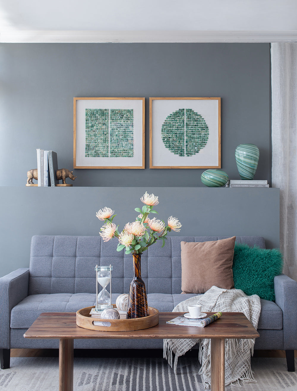 23.5" x 23.5" Elos Stone Shadow Boxes Wall Art, Set of 2