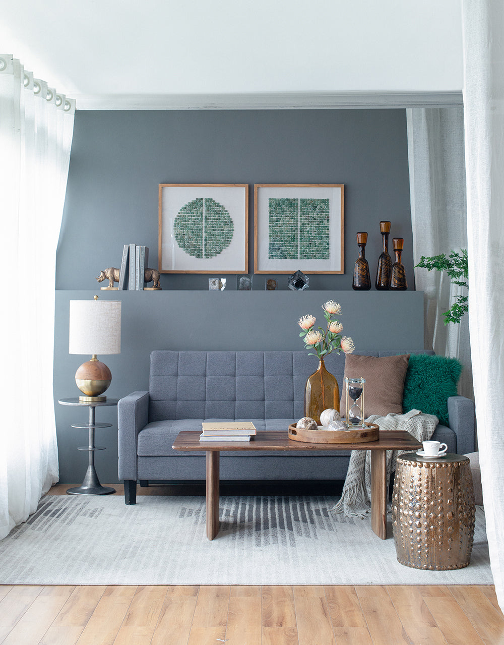 23.5" x 23.5" Elos Stone Shadow Boxes Wall Art, Set of 2