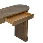 U_Style 59-inch Long Console Table,Oak Veneer Sofa Table,Curved and Straight Line Design,Behind the Couch, Farmhouse Entryway Table for Entrance, Hallway, Living Room (Natural)