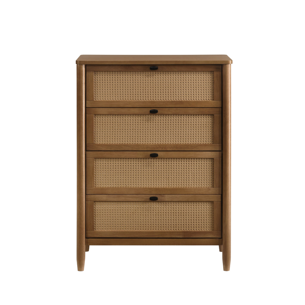 Vichy Wood Rattan 4-Drawer Chest Dresser Dresser