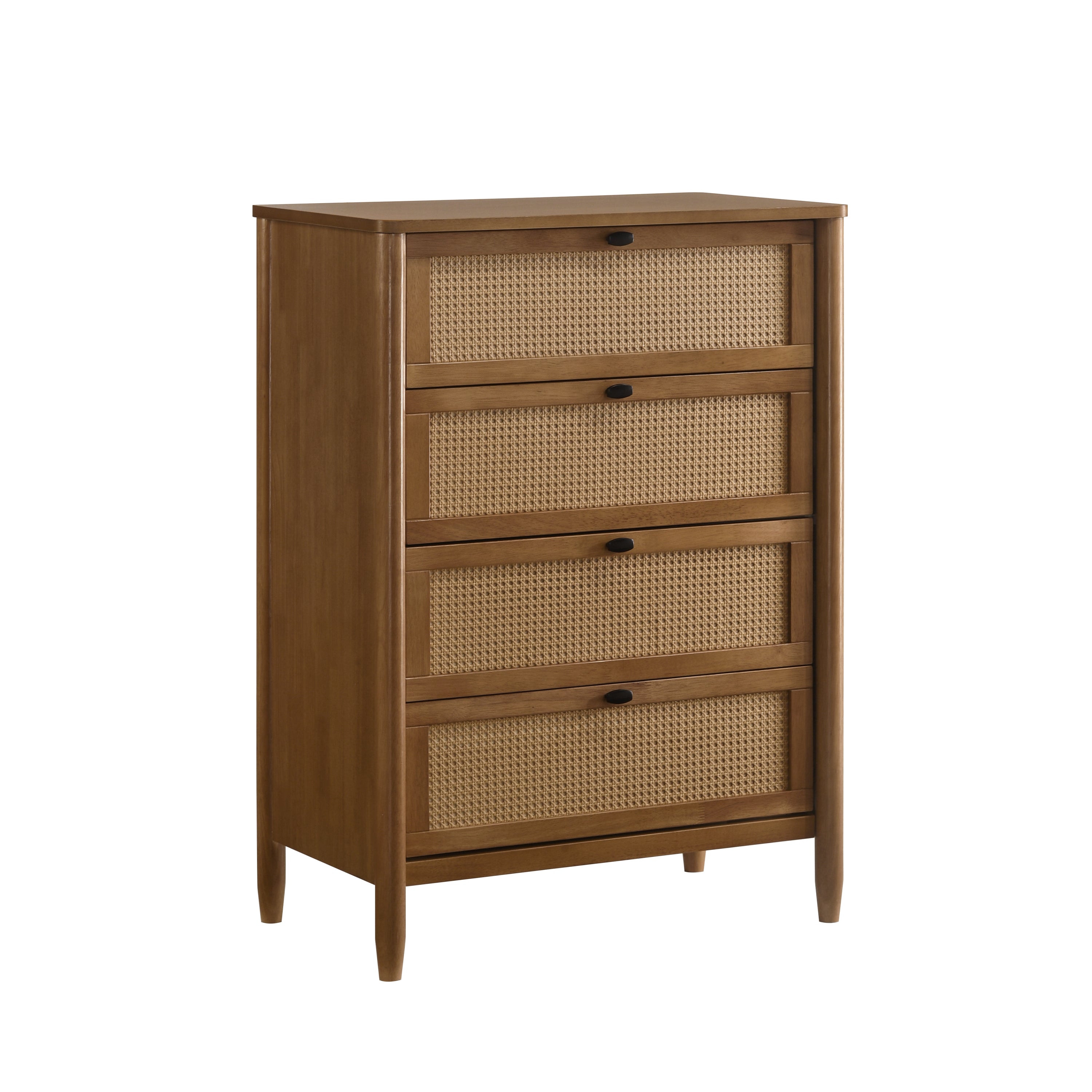 Vichy Wood Rattan 4-Drawer Chest Dresser Dresser