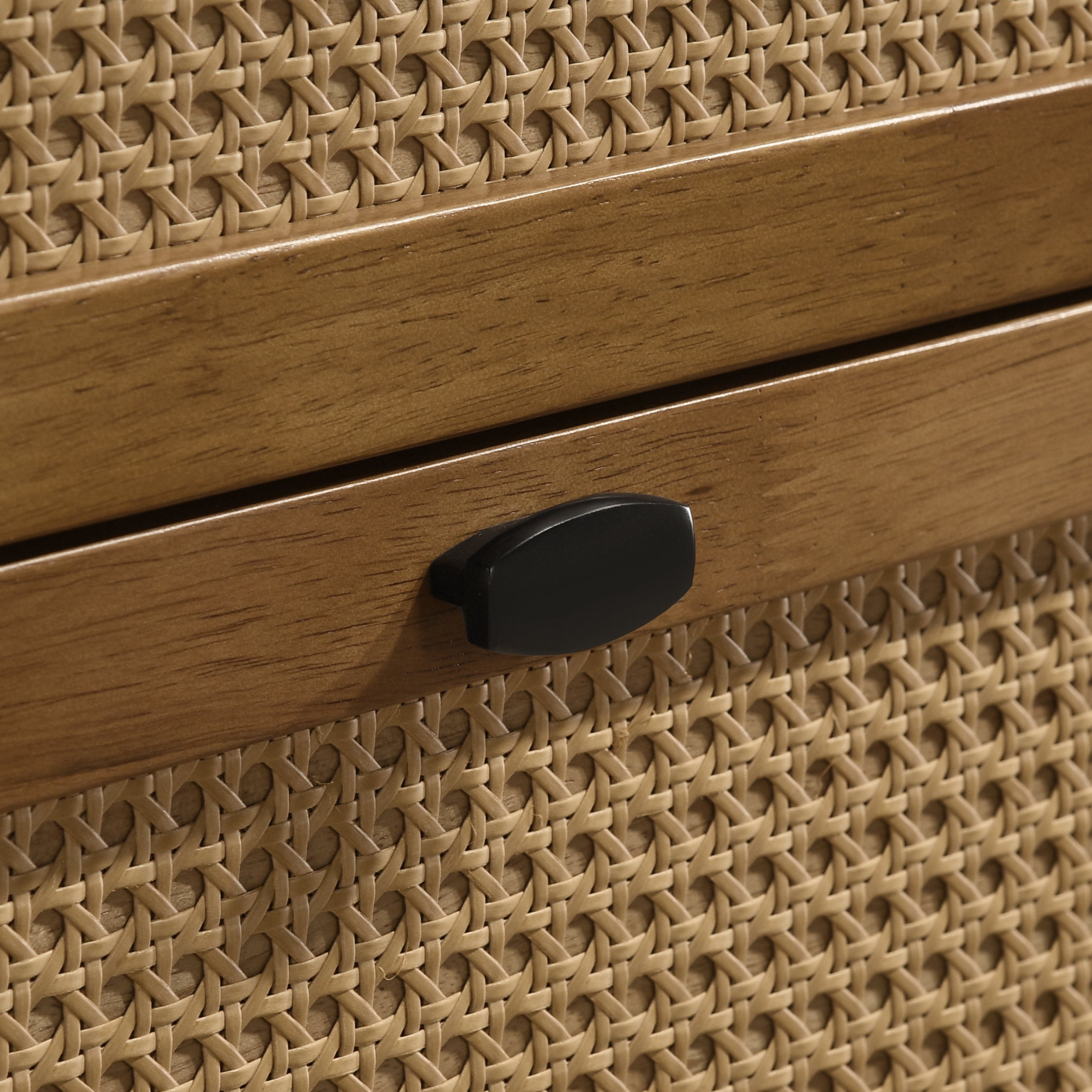 Vichy Wood Rattan 4-Drawer Chest Dresser Dresser