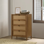 Vichy Wood Rattan 4-Drawer Chest Dresser Dresser
