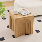 15.74'' Square Side Table Small Coffee Table Accent Table Bedside Table for Living Room Bedroom,Nature