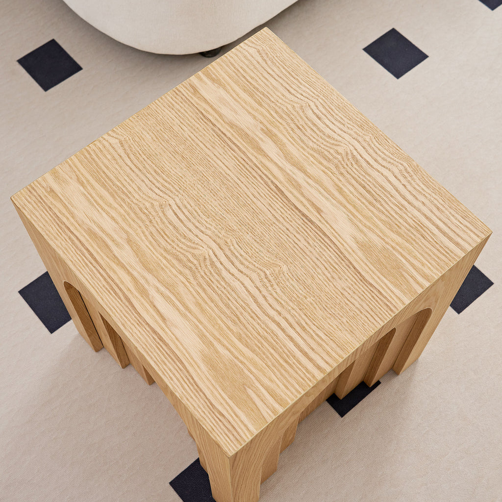 15.74'' Square Side Table Small Coffee Table Accent Table Bedside Table for Living Room Bedroom,Nature