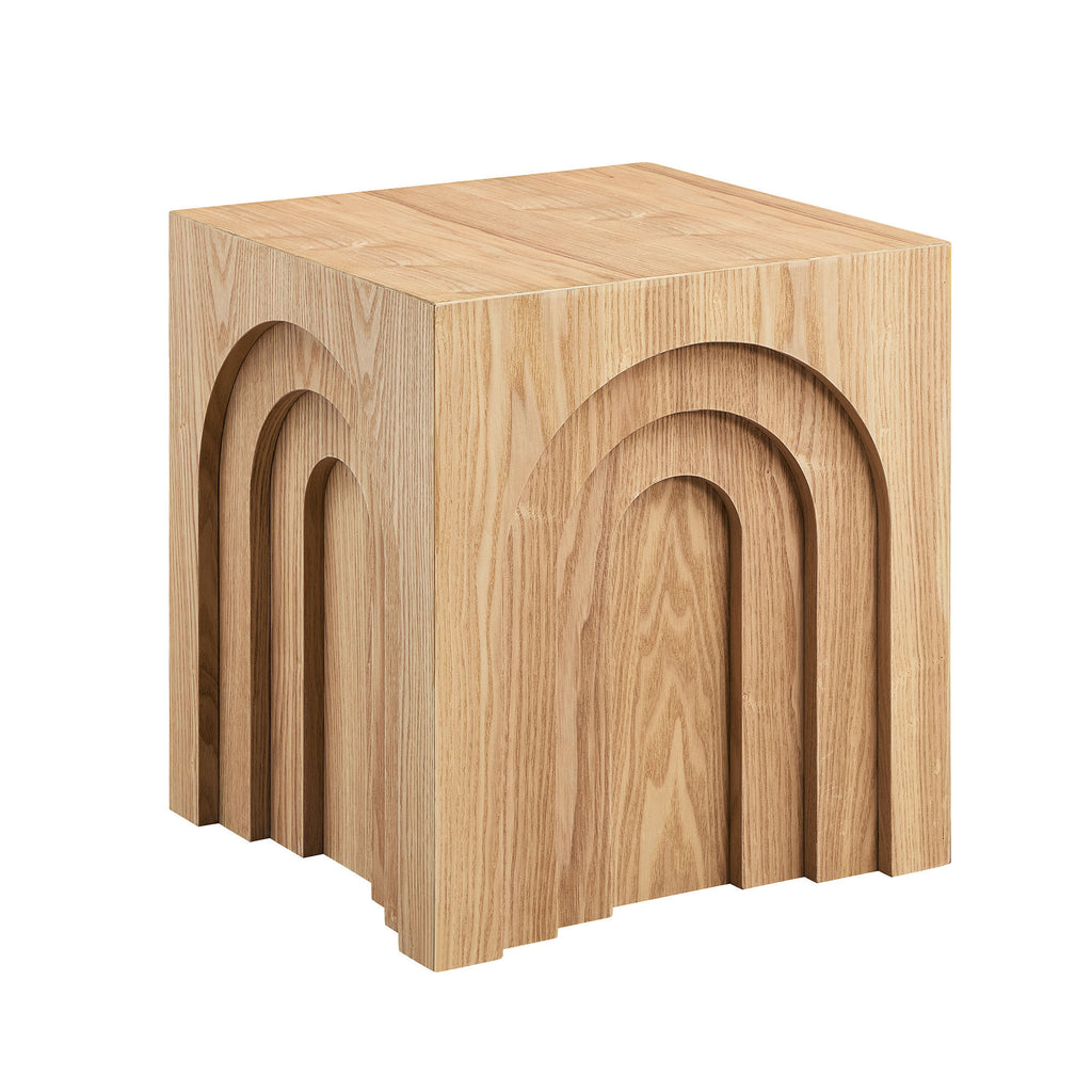 15.74'' Square Side Table Small Coffee Table Accent Table Bedside Table for Living Room Bedroom,Nature