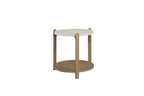 Elegant Natural Stone Top Solid Wood End Table in Toffee.