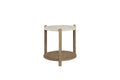 Elegant Natural Stone Top Solid Wood End Table in Toffee.