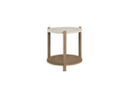 Elegant Natural Stone Top Solid Wood End Table in Toffee.