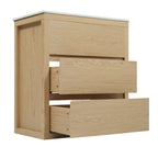 60' Double Sinks Bathroom Vanity Set, Bathroom Cabinet with Two Separate Ceramic Sinks, Full-Extension Drawers & Soft Close Undermount Drawer Slides, Natural Bathroom Vanity