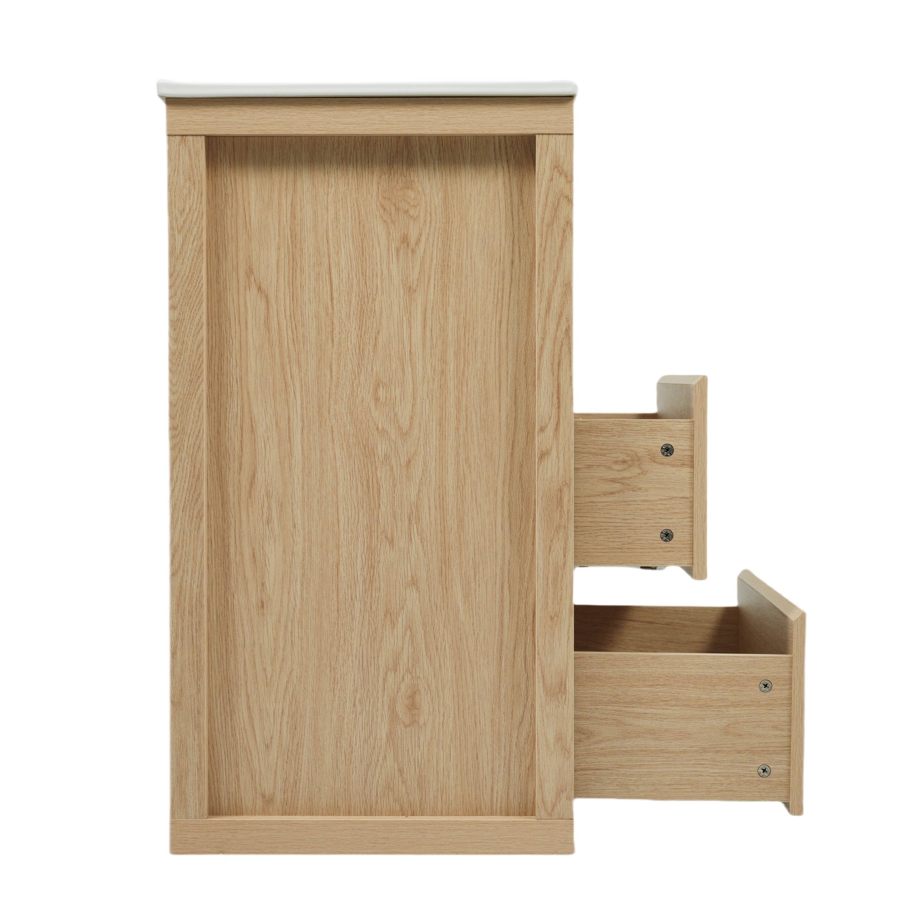 60' Double Sinks Bathroom Vanity Set, Bathroom Cabinet with Two Separate Ceramic Sinks, Full-Extension Drawers & Soft Close Undermount Drawer Slides, Natural Bathroom Vanity