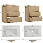 60' Double Sinks Bathroom Vanity Set, Bathroom Cabinet with Two Separate Ceramic Sinks, Full-Extension Drawers & Soft Close Undermount Drawer Slides, Natural Bathroom Vanity