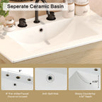 60' Double Sinks Bathroom Vanity Set, Bathroom Cabinet with Two Separate Ceramic Sinks, Full-Extension Drawers & Soft Close Undermount Drawer Slides, Natural Bathroom Vanity