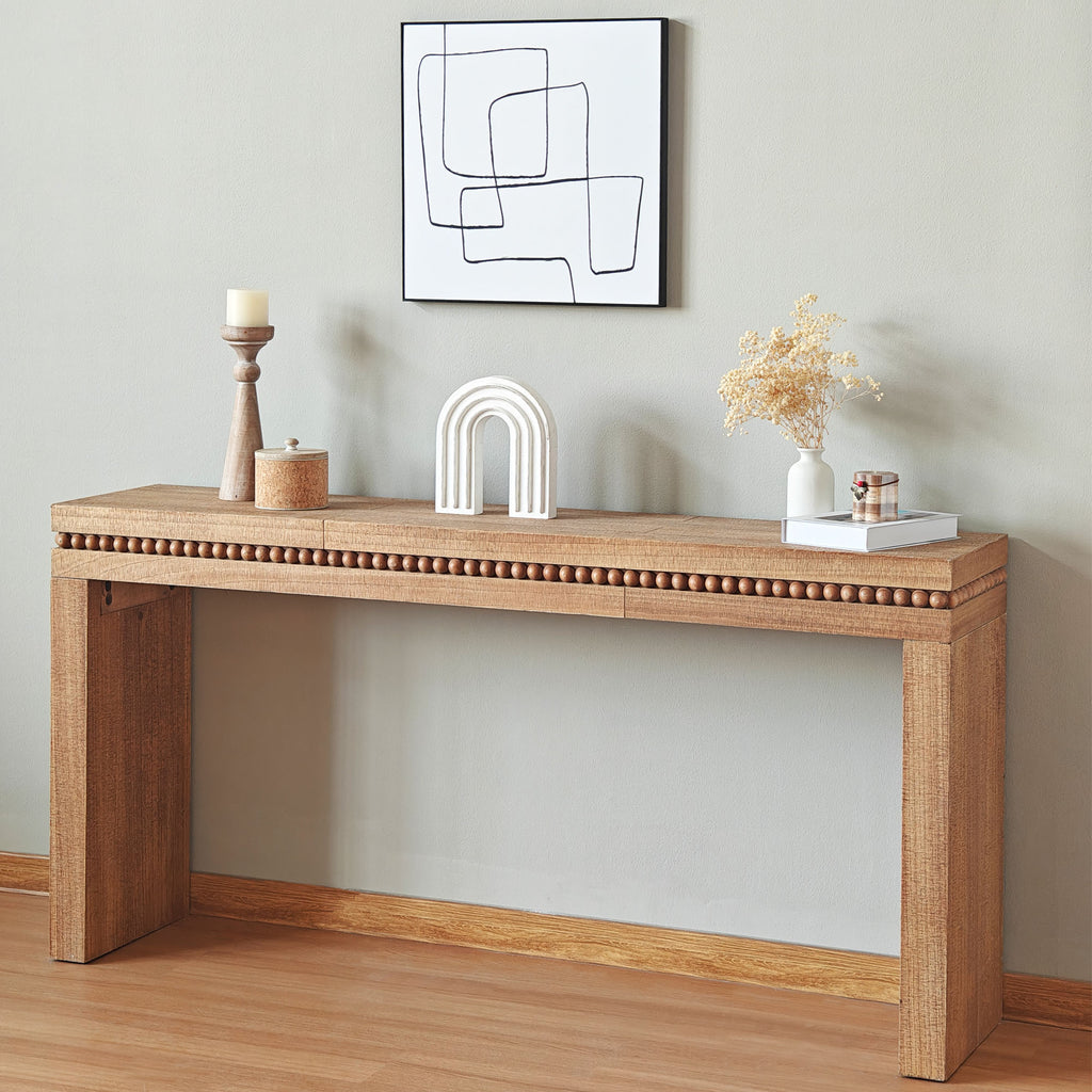 Concepts Natural Wood Beaded Console Table