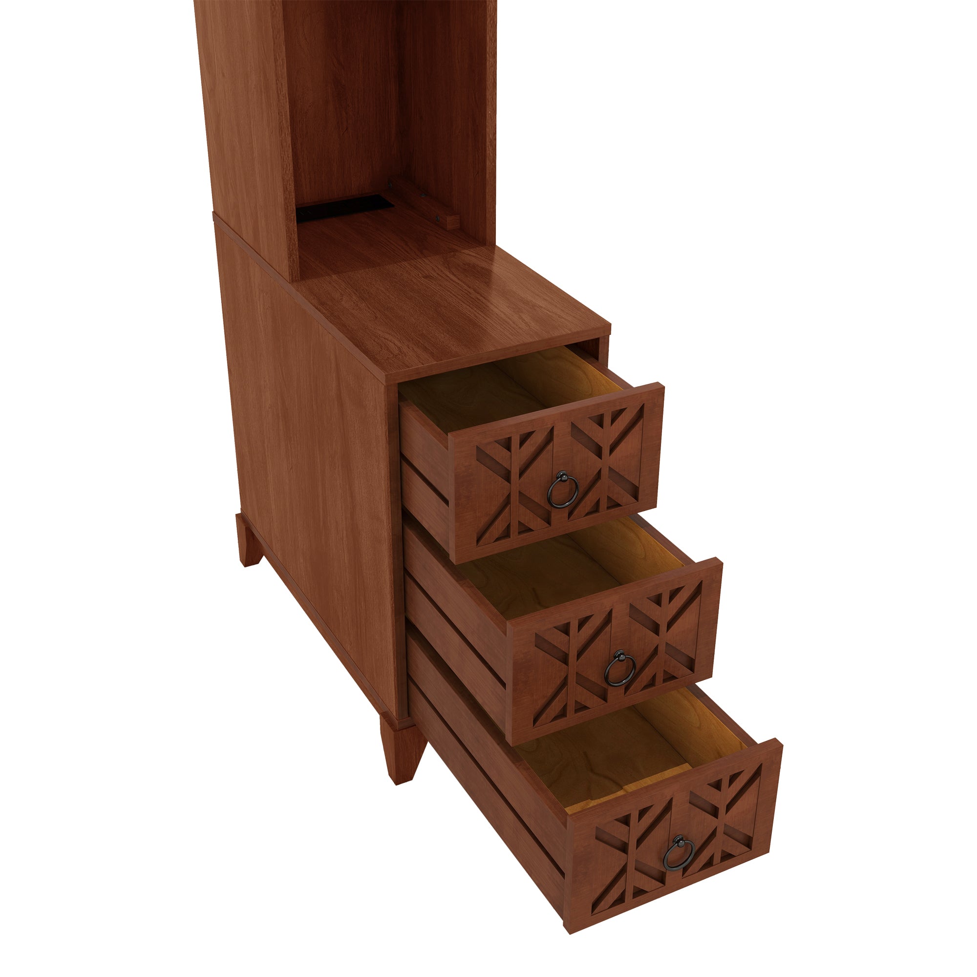 End Table with 3 Drawers, Corner Table with 4 Open Shelves, Tall Side Table for Bedroom and Corner, Expect Arrival Date (2025/5/27)