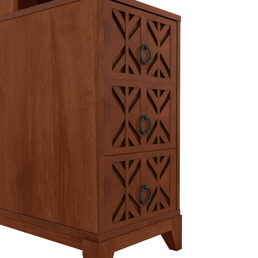 End Table with 3 Drawers, Corner Table with 4 Open Shelves, Tall Side Table for Bedroom and Corner, Expect Arrival Date (2025/5/27)