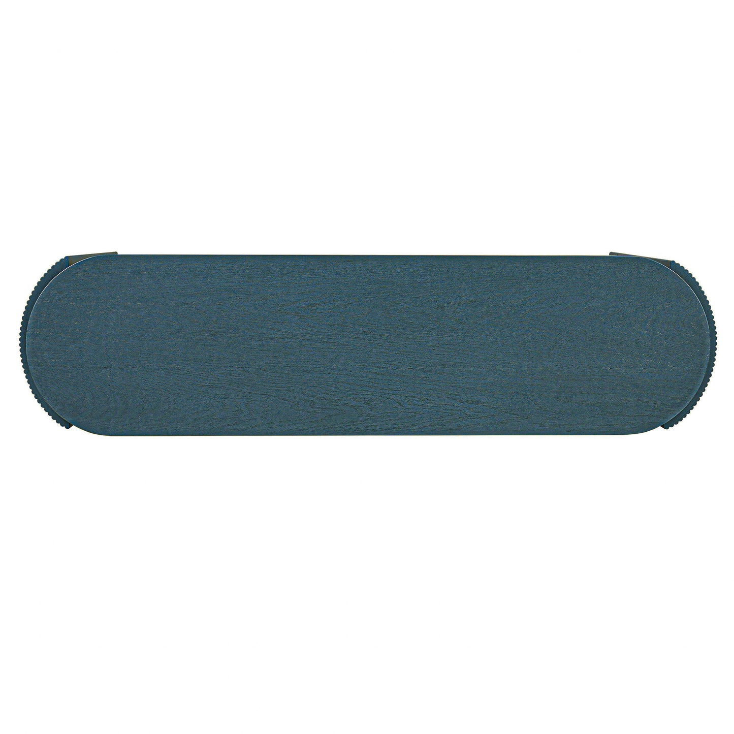 TREXM Entryway Table with Natural Wood Grain Finish, Console Table with Fluted Design, Oval Top and 2 Drawers for Entryway and Living Room (Navy)