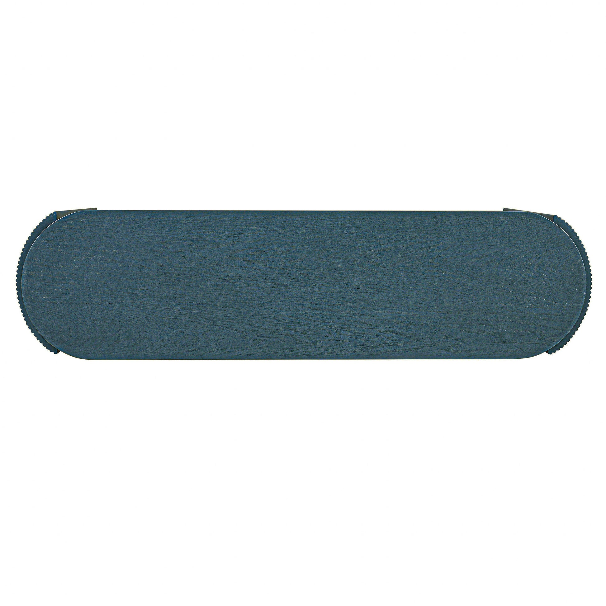 TREXM Entryway Table with Natural Wood Grain Finish, Console Table with Fluted Design, Oval Top and 2 Drawers for Entryway and Living Room (Navy)