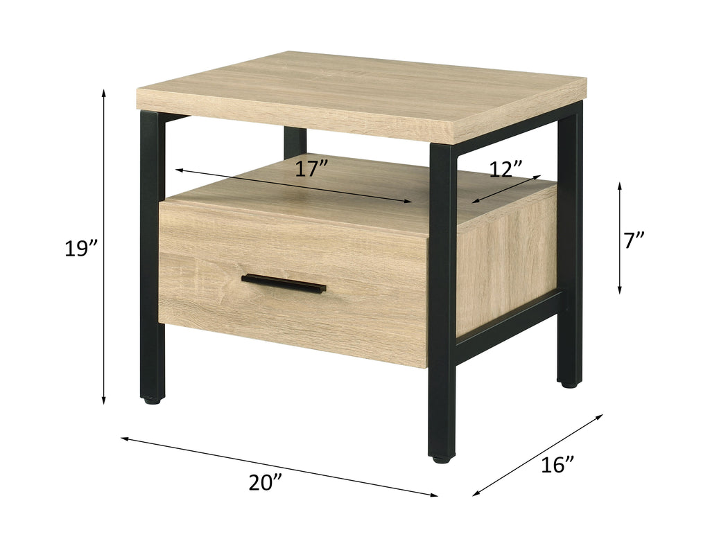 Yawan Oak & Black Finish Accent Table