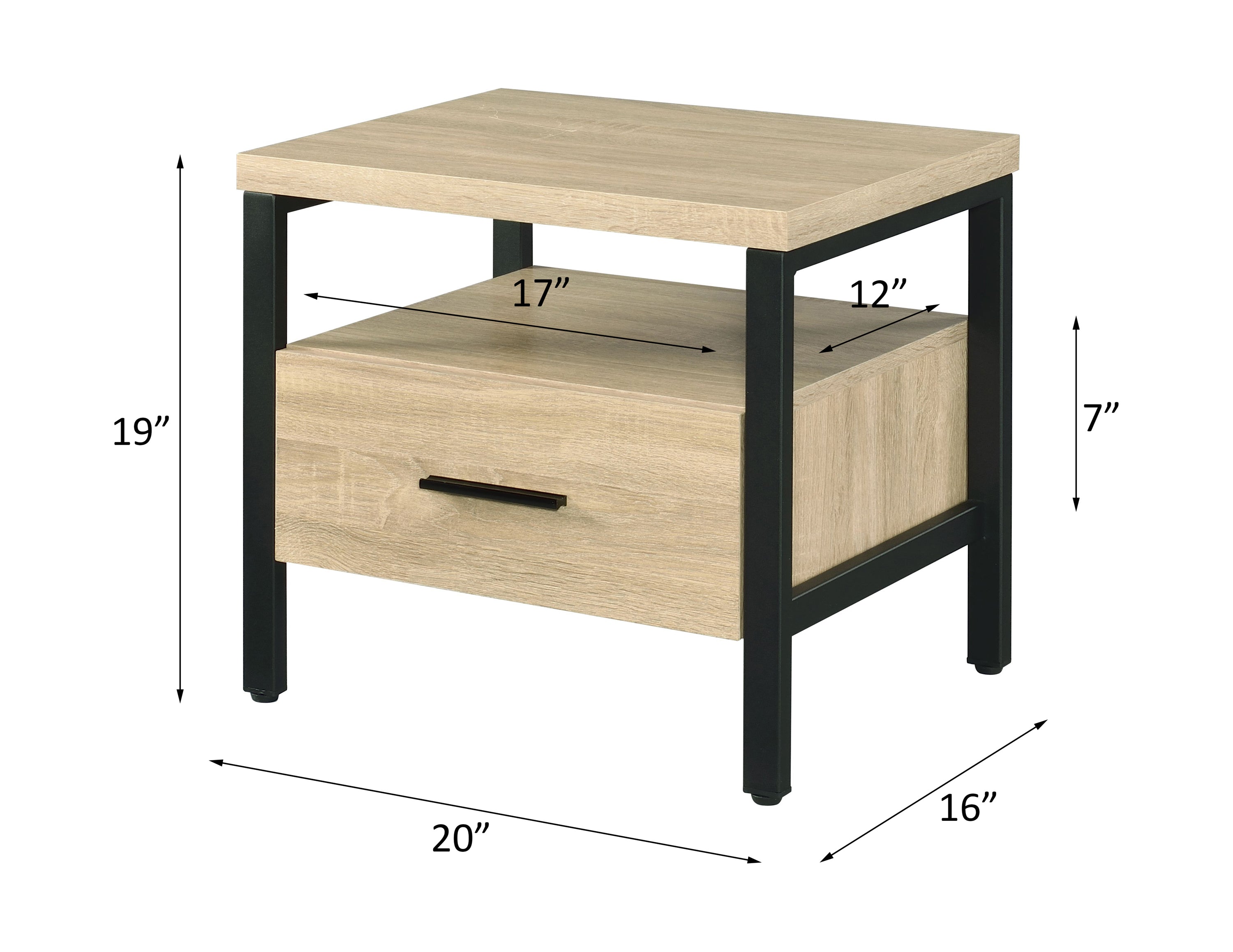 Yawan Oak & Black Finish Accent Table