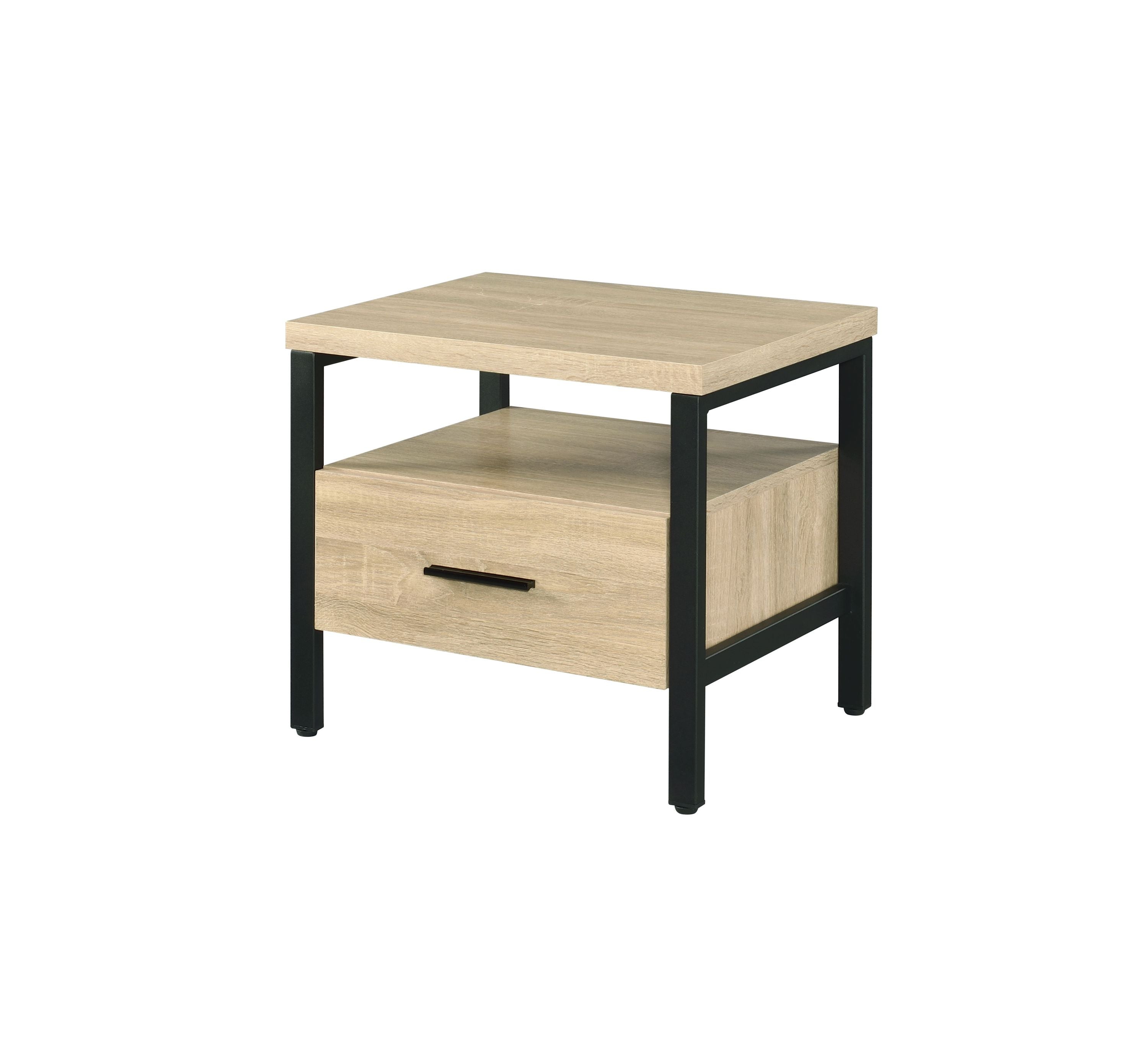 Yawan Oak & Black Finish Accent Table