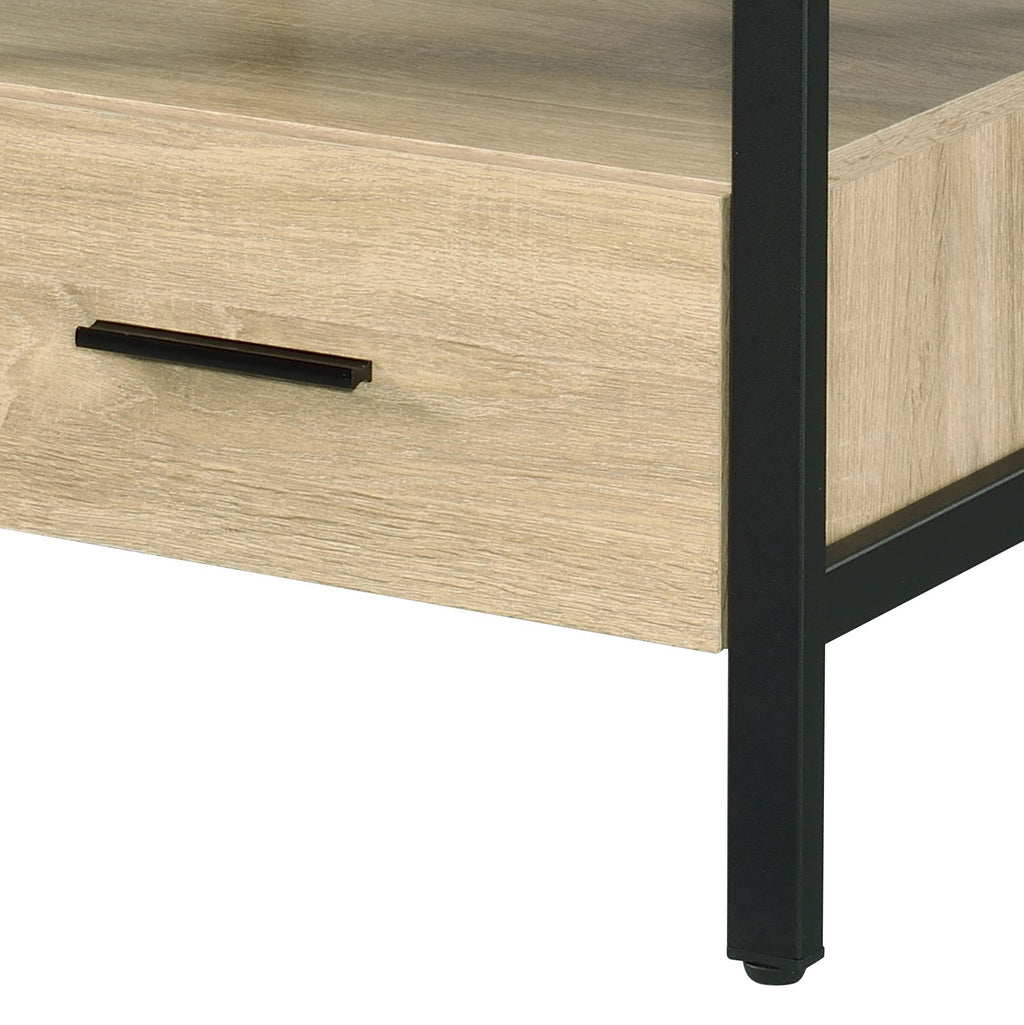 Yawan Oak & Black Finish Accent Table