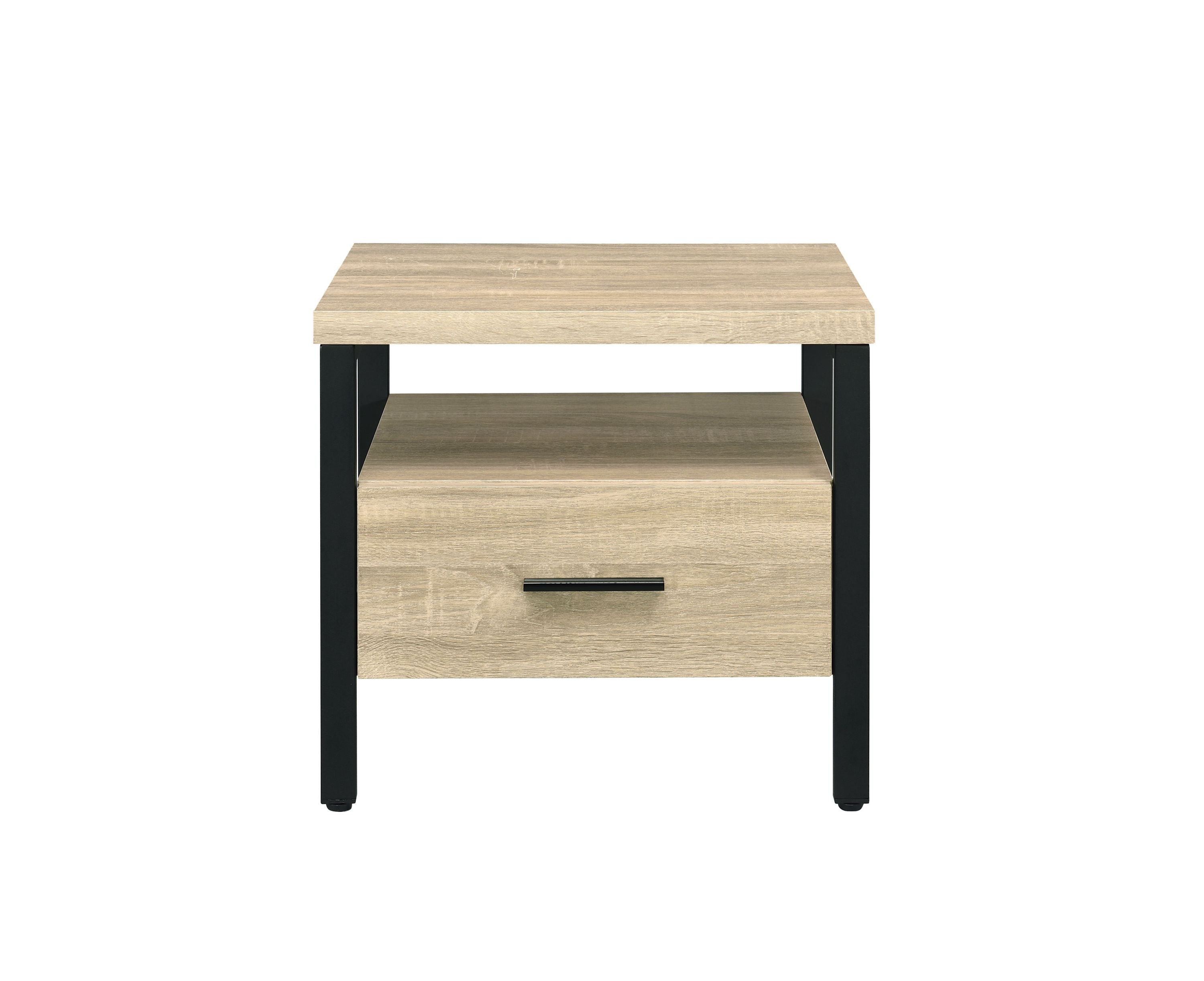 Yawan Oak & Black Finish Accent Table