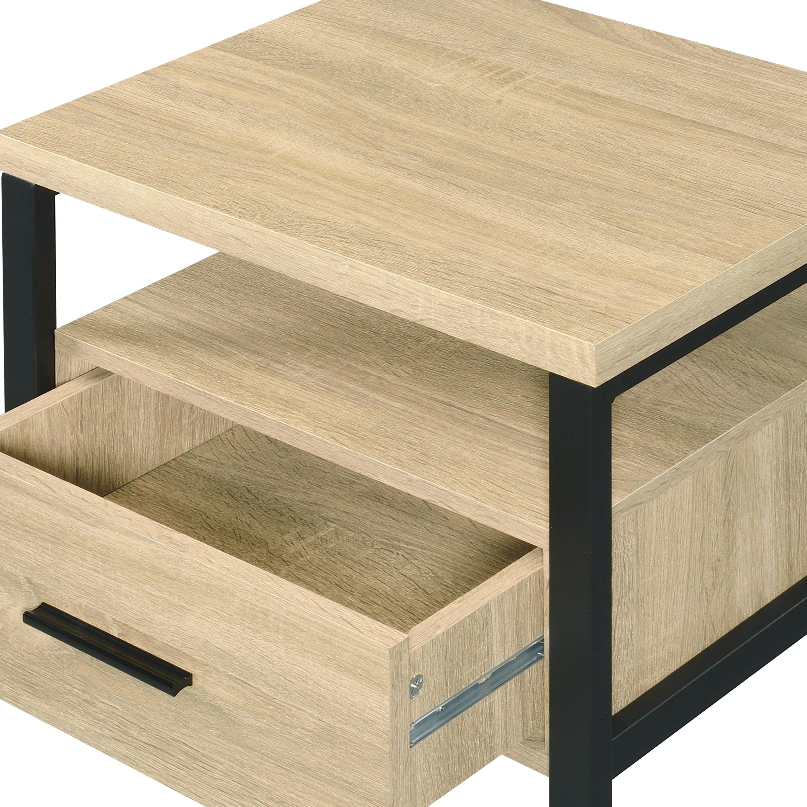 Yawan Oak & Black Finish Accent Table