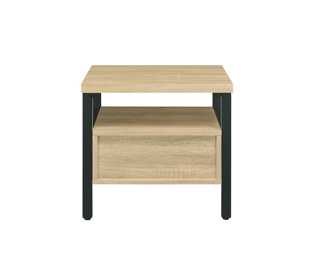 Yawan Oak & Black Finish Accent Table