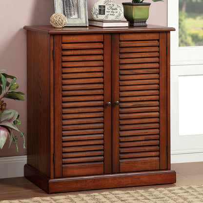 Shoe Cabinet with 5 Shelves and Louvered Doors, Oak